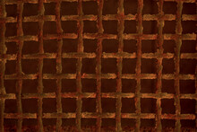 Decorative Abstract Highlighted Brown Lattice Or Grid Background Pattern With Repeat Squares In A Full Frame View