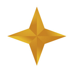 Sticker - happy merry christmas golden star with four pointed icon