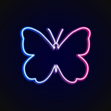 Neon Butterfly On Black Background