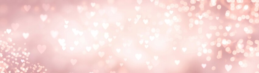 Wall Mural - abstract pastel background with hearts and bokeh lights - concept mother's day, valentine's day, bir