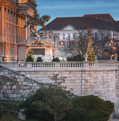 Sticker - The Royal Palace of Buda in Budapest in christmas