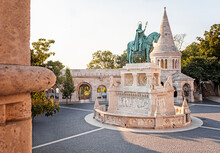 Statue Of Saint Stephen I In Front Of Fisherman's Bastion, Budapest