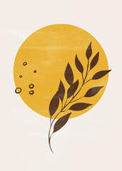 Poster - Botanical vintage print boho sun moon minimalist wall art abstract home decor