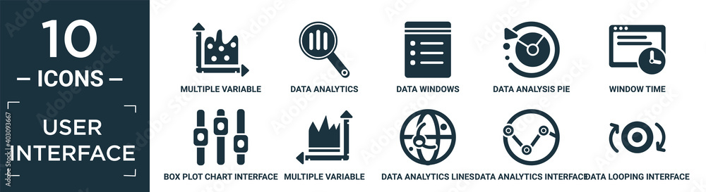 filled user interface icon set. contain flat multiple variable ...