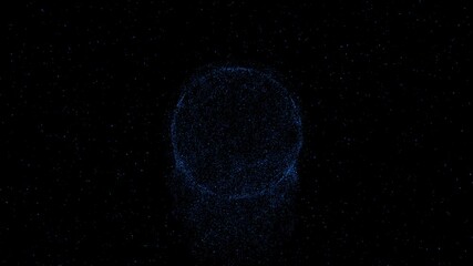Wall Mural - isolated black background. abstract particles, planet, electromagnetic radiation in outer space. 3d 