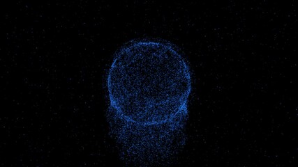 Wall Mural - isolated black background. abstract particles, planet, electromagnetic radiation in outer space. 3d 