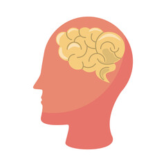 Poster - head human profile with brain icon