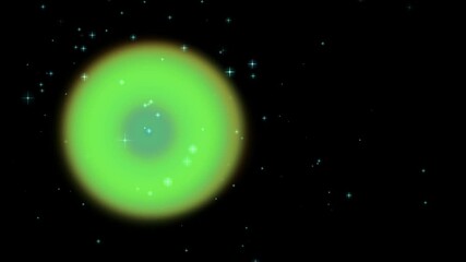 Wall Mural - isolated black background. abstract particles, planet, electromagnetic radiation in outer space clos