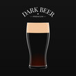 Dark beer logo. Glass of beer on black background