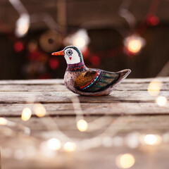 Wall Mural - new year and christmas background. wooden toy duck .backgrounds for greeting cards