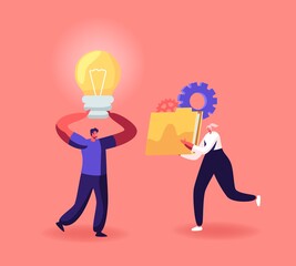 Wall Mural - characters creative idea, portfolio, cooperation, partnership and office work concept. businesspeopl