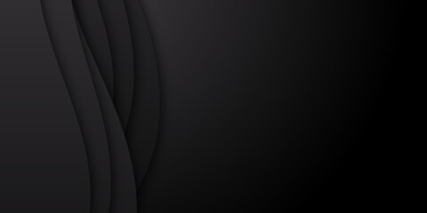 Black wave abstract business tech background. Vector illustration. Trendy dark black grey color of 2021 background. Suit for business, corporate, institution, party, festive, seminar, and talks