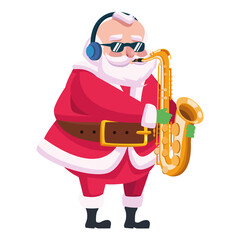 Sticker - cute santa claus playing saxophone character