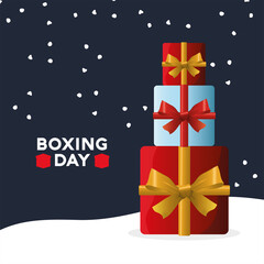 Wall Mural - boxing day sale lettering with pile gifts