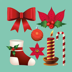 Sticker - happy merry christmas set decorative icons