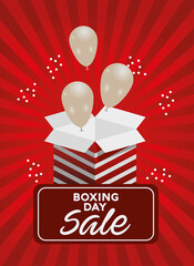 Wall Mural - boxing day sale lettering with balloons helium in box