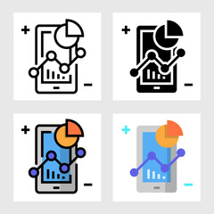 Wall Mural - analysis data from mobile phone icon vector design in filled, thin line, outline and flat style.