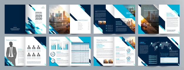 corporate business presentation guide brochure template, annual report, 16 page minimalist flat geom