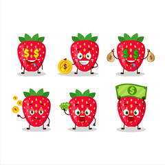 Canvas Print - Strawberry cartoon character with cute emoticon bring money