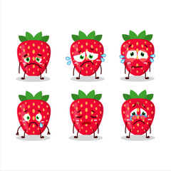 Sticker - Strawberry cartoon in character with sad expression