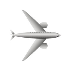 Poster - top view flying airplane transport icon on white background