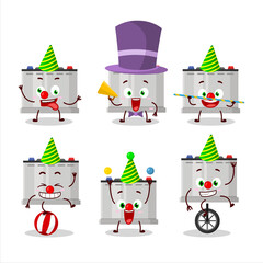 Sticker - Cartoon character of accumulator battery with various circus shows