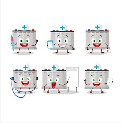 Wall Mural - Doctor profession emoticon with accumulator battery cartoon character