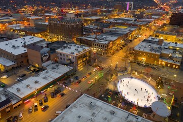 Wall Mural - Aerial View of Christmas Lights in Rapid City, South Dakota at Dusk