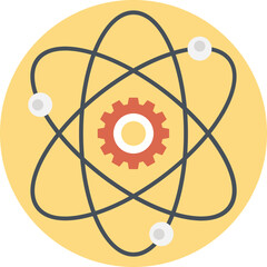 Poster - Atom gear, science experiment process vector icon