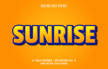Wall Mural - Editable text effect - sunrise yellow and blue modern style