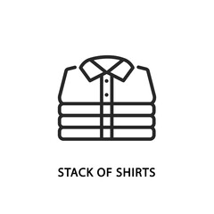 stack of folded mens shirts flat line icon