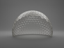 Mock-up Transparent Glass Dome Protection Concept Or Barrier 3d Rendering.