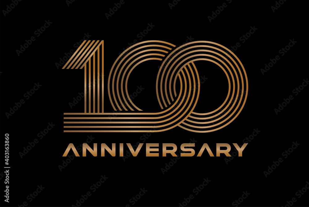 Abstract Number 100 Gold Logo, Number 100 monogram line style can be ...