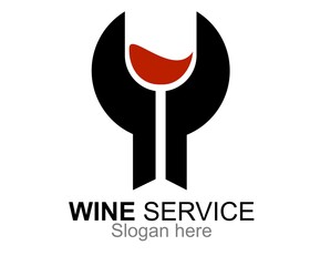 Wall Mural - wine service logo design concept stock vector