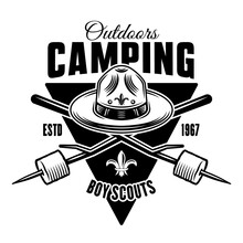 Boy Scout Vector Black Camping Vintage Emblem