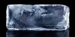 Rectangular block of ice isolated on a black background with clipping path.