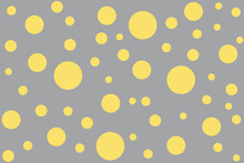 Abstract Gray Background With Lots Of Yellow Circles. Polka Dot Wallpaper Of The Trending Colors Of 2021