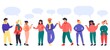 © studioworkstock - Diverse multi-ethnic young people talking with chat bubble. Man and woman different nation representative social community speaking, communicating vector illustration isolated on white background