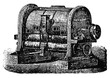 Grain formwork and cleaning machine. Illustration of the 19th century. Germany. White background.