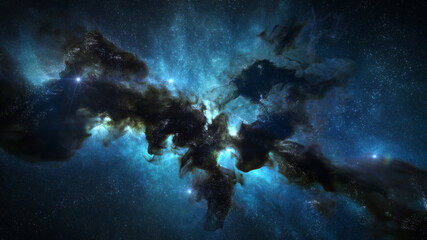 Cosmos Background with Colorful Nebula Clouds and Stars. Galaxy Astronomy image Showing an Interstellar Celestial View of Outer Space beyond the Milky Way.