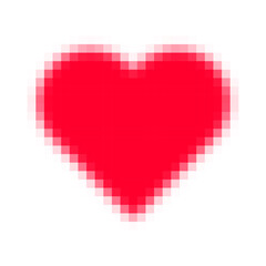 Sticker - Pixelated red heart shape icon.