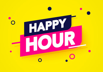 Vector Illustration Dynamic Happy Hour Label