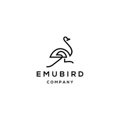 Wall Mural - emu bird line outline logo vector icon design, in simple abstract modern style illustration