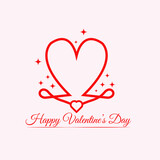 Fototapeta Paryż - minimal line heart with sparkling shape and text for valentine's day on february
