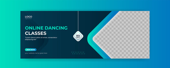 Wall Mural - dancing online class facebook cover banner webinar template social media post