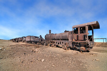 The Train Cemetery, Salar De Uyuni Or Salt Desert Of Uyuni, Bolivia, South America