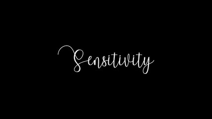 Sticker -  Sensitivity Animated Appearance Ripple Effect White Color Cursive Text on Black Background