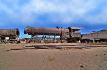 The Train Cemetery, Salar De Uyuni Or Salt Desert Of Uyuni, Bolivia, South America