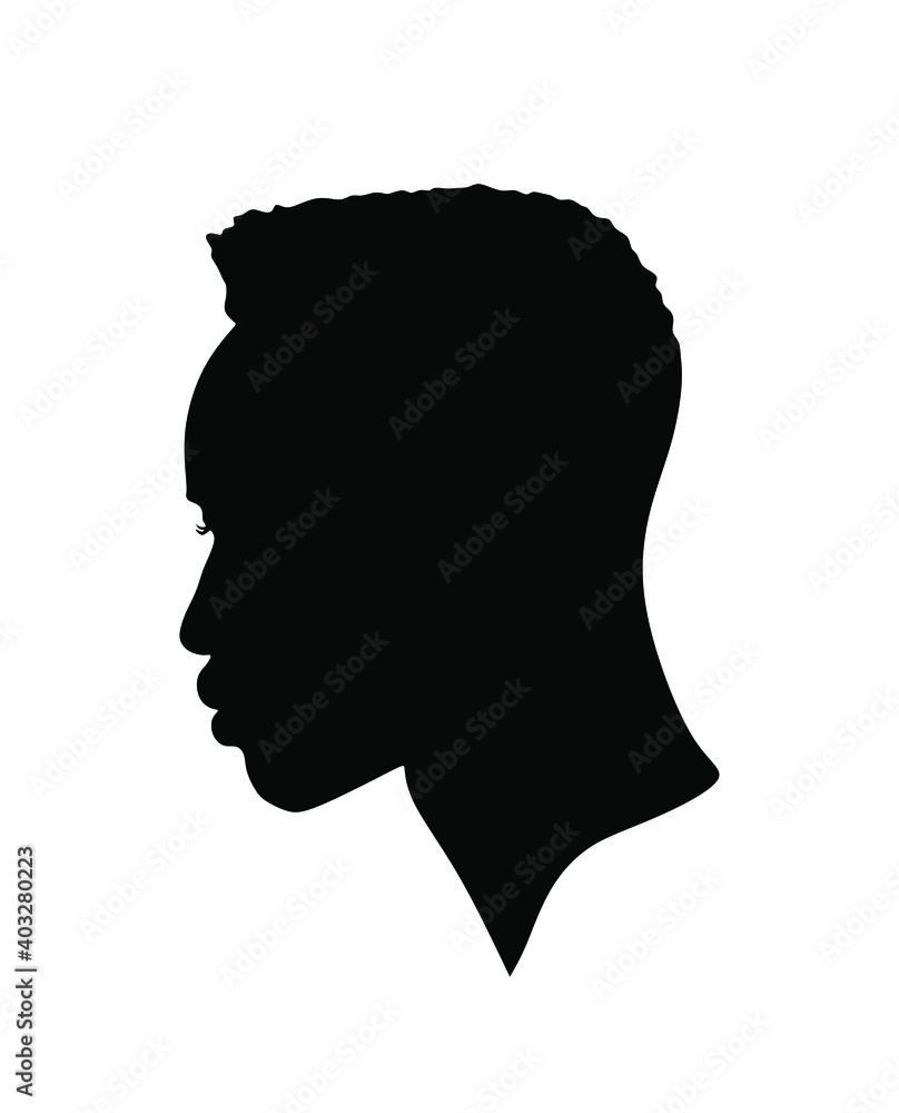 Black African Afro American male portrait face vector silhouette of a ...