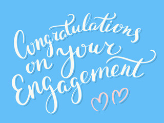Wall Mural - congratulations on your engagement. vector handwritten lettering card.